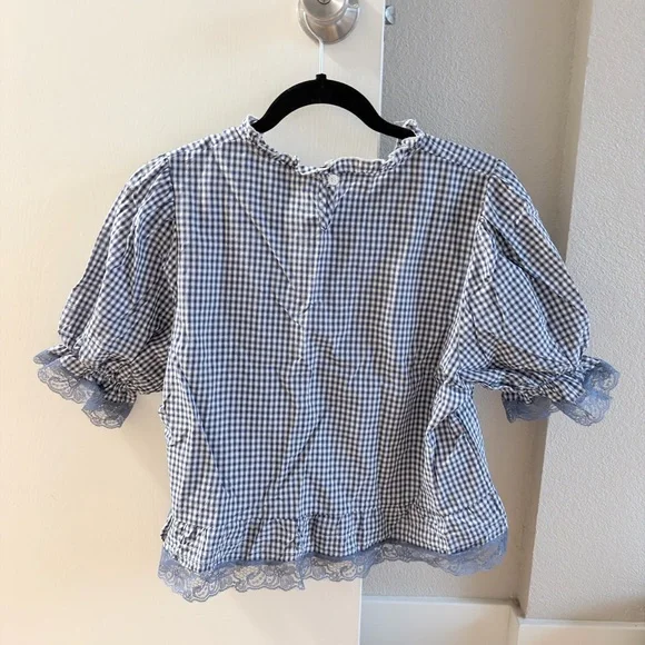Boutique Blue checkered lace blouse - Picture 7 of 7